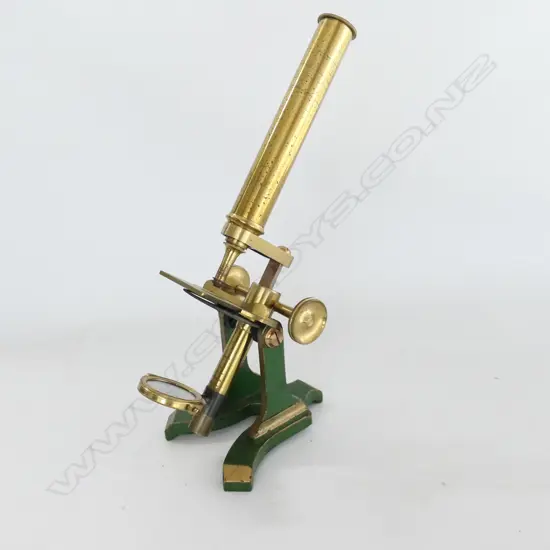 J.H STEWARD 406 & 66 STRAND, LONDON No755  MAHOG CASED BRASS COMPOUND MICROSCOPE, BULLSEYE  & 1 OBJECTIVE ABSENT